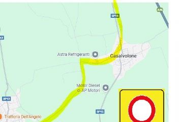 Deviazione  SP15 interrotta da Borgo Vercelli a Casalvolone entrambe le direzioni